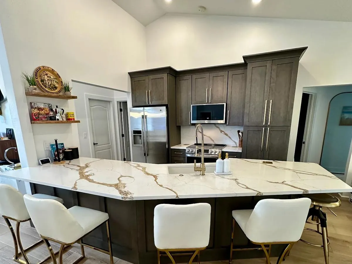 After: Plantation, Venice wood tone shaker kitchen