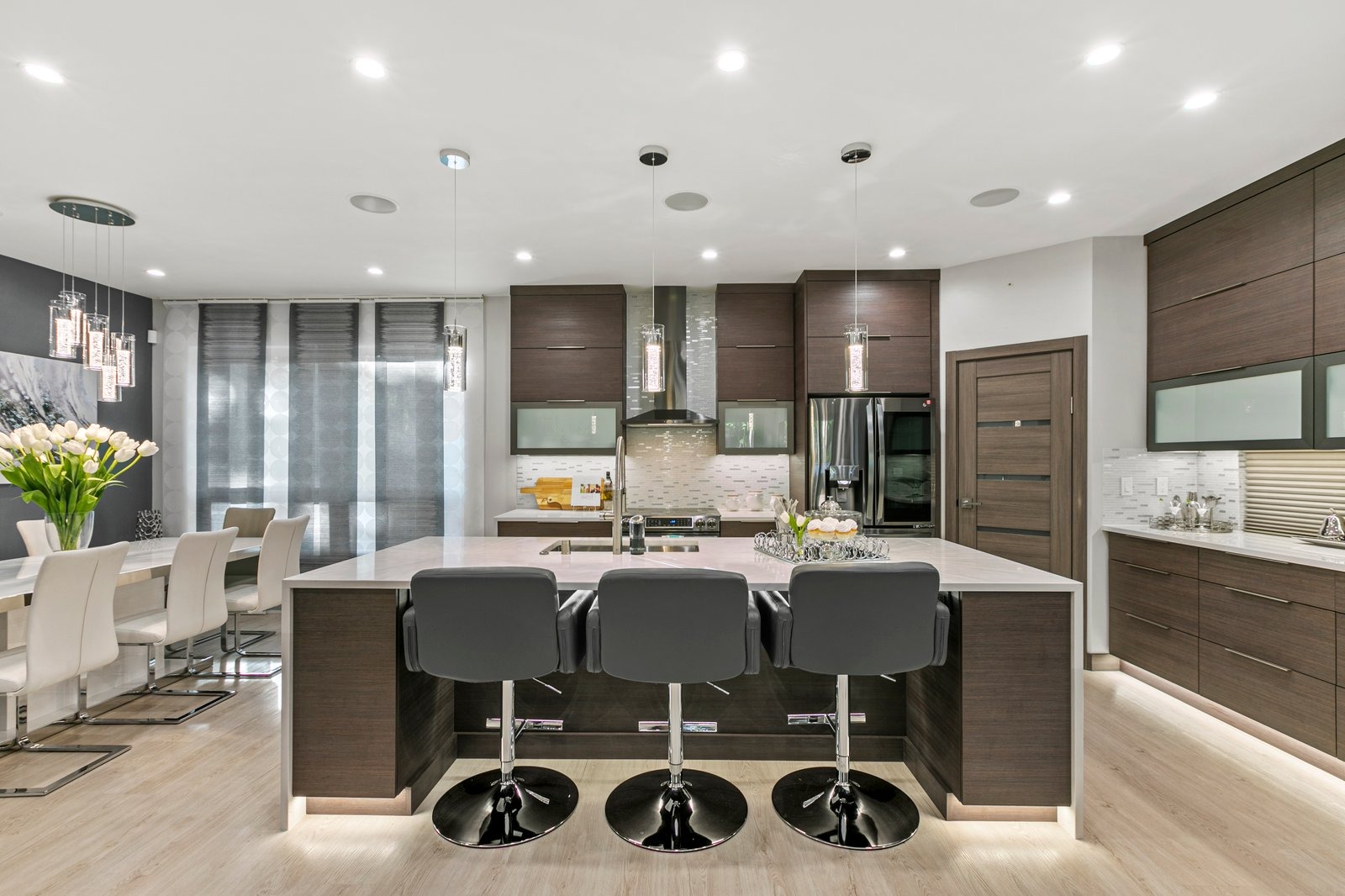 Open concept kitchen island bar stools — Englewood FL remodel